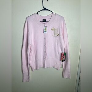 Wicked Paul Tazewell Cardigan Women's Pink Pearls Buttons Top